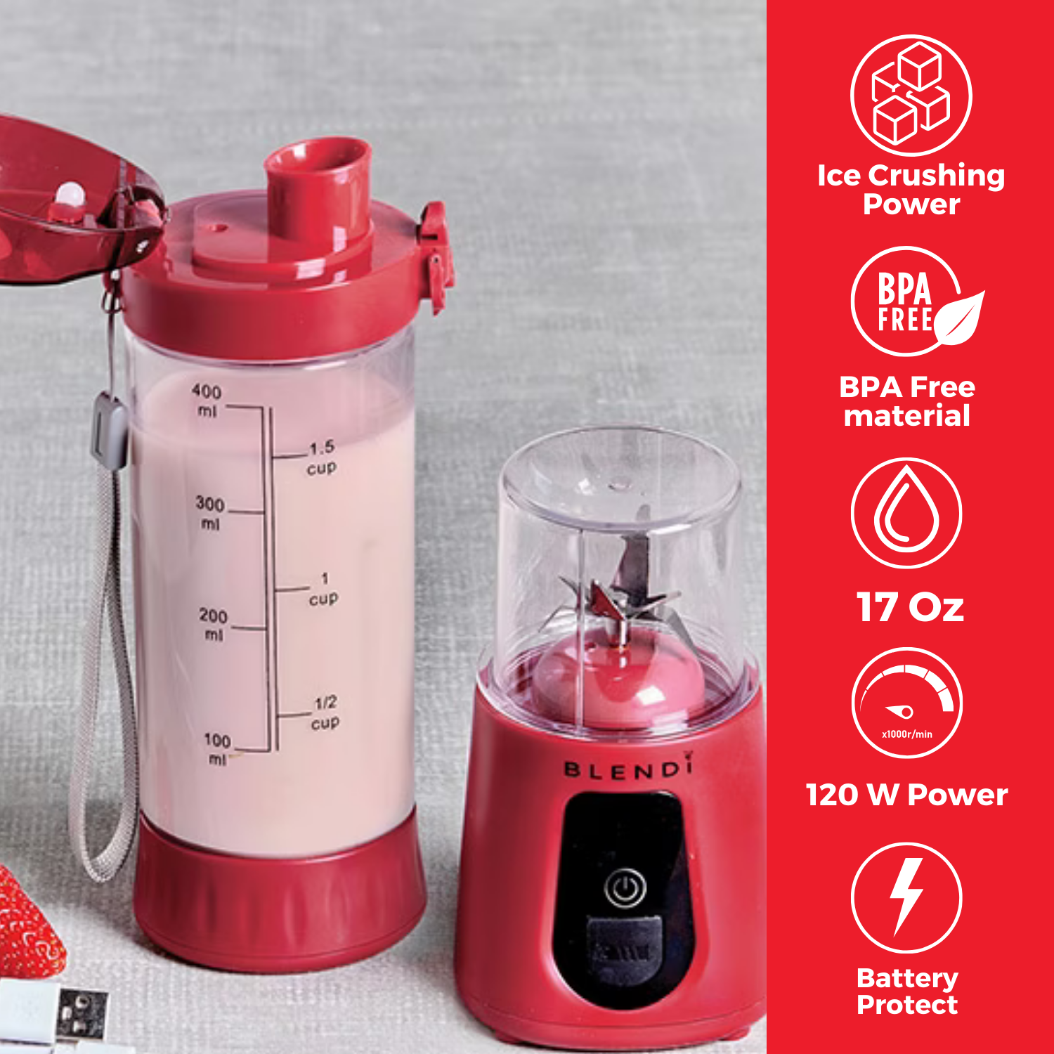 Mixeur portatif Pro+ à glace pilée (17 oz)
