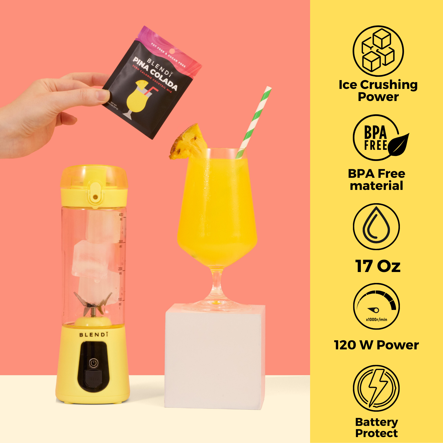 Mixeur portatif Pro+ à glace pilée (17 oz)